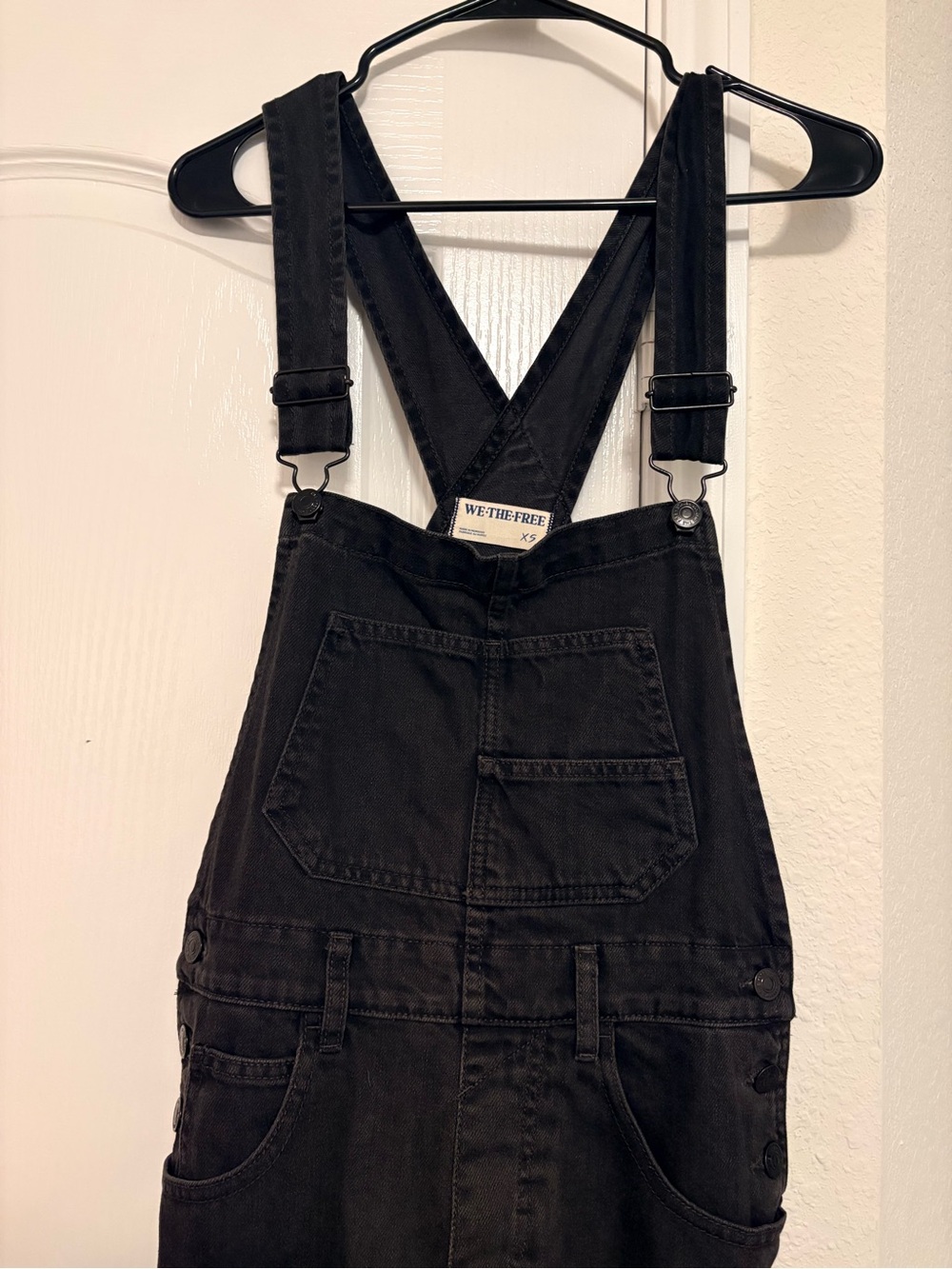 Free people ziggy black denim overalls XS